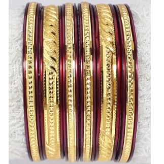 Fancy Maroon Plastic Bangles - Image 2