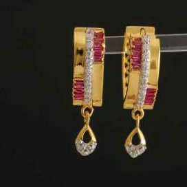 22k Gold Uv Bali Red And White Stones