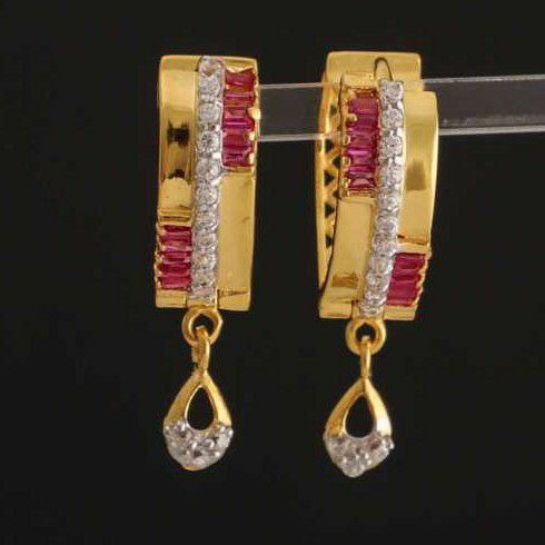 22k Gold Uv Bali Red And White Stones