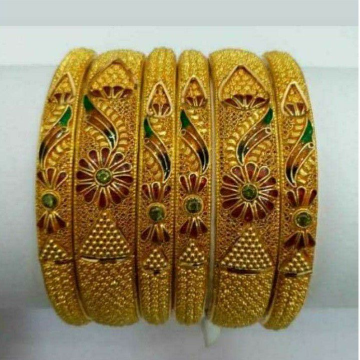 916 Gold Calcutti Design Bangles Kada