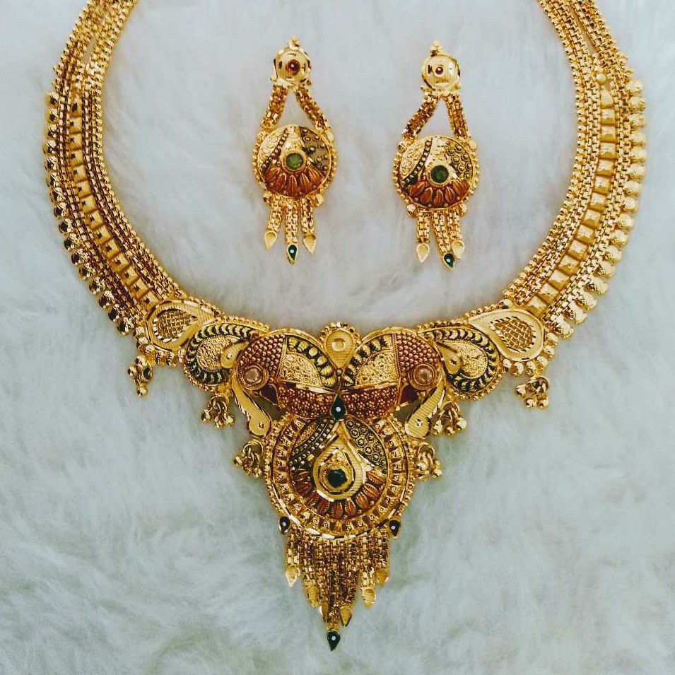 Gold necklace set butii Fancy - Image 3