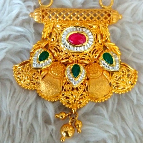 gold M.S.pandal green and red stone - Image 2