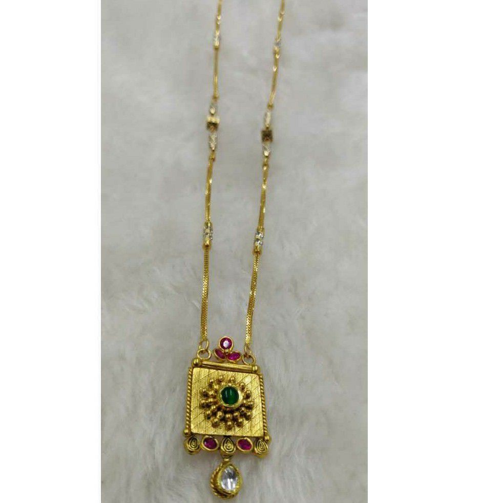 Gold chain Pandal White Or Green Stone - Image 2