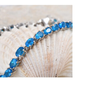 Exteremly Rare Malgache Neon Apatite Platinum Over Sterling Silver Bracelet