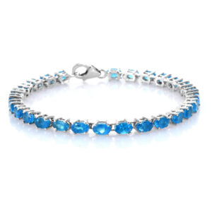 Exteremly Rare Malgache Neon Apatite Platinum Over Sterling Silver Bracelet