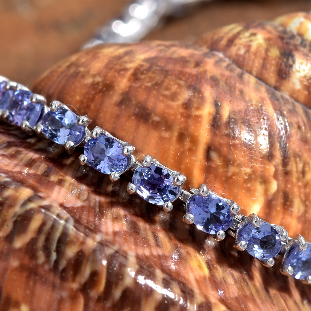 Premium AA Tanzanite Platinum Over Sterling Silver Bracelet - Image 3