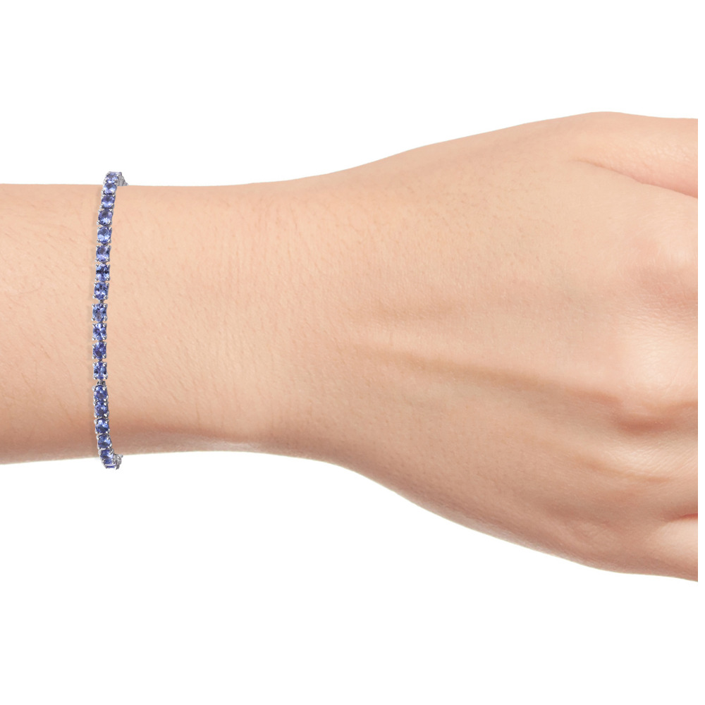 Premium AA Tanzanite Platinum Over Sterling Silver Bracelet - Image 2