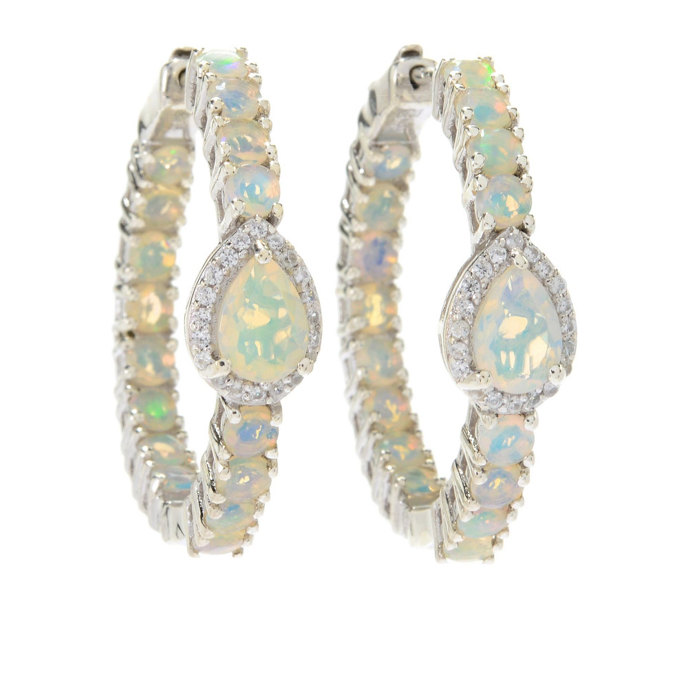 Inner-Outer Hoop Earring in Multi Stone - Image 4