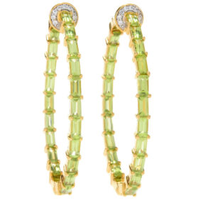 Rare Baguette Shape Amethyst Hoop Earring