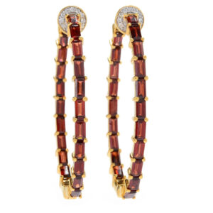 Rare Baguette Shape Amethyst Hoop Earring