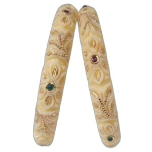 Gold Art Work white with green stone royal bangle