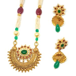 916 Gold Antique Bridal Pendant Set LJ-8