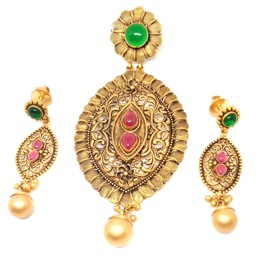 916 Gold Antique Pendant Set - LJ-2