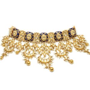 22KT Gold Colorful Wedding Necklace Set - LJ-2