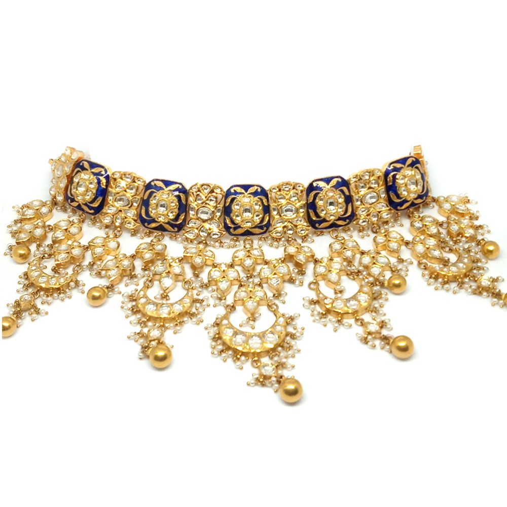 22KT Gold Colorful Wedding Necklace Set - LJ-2 - Image 2