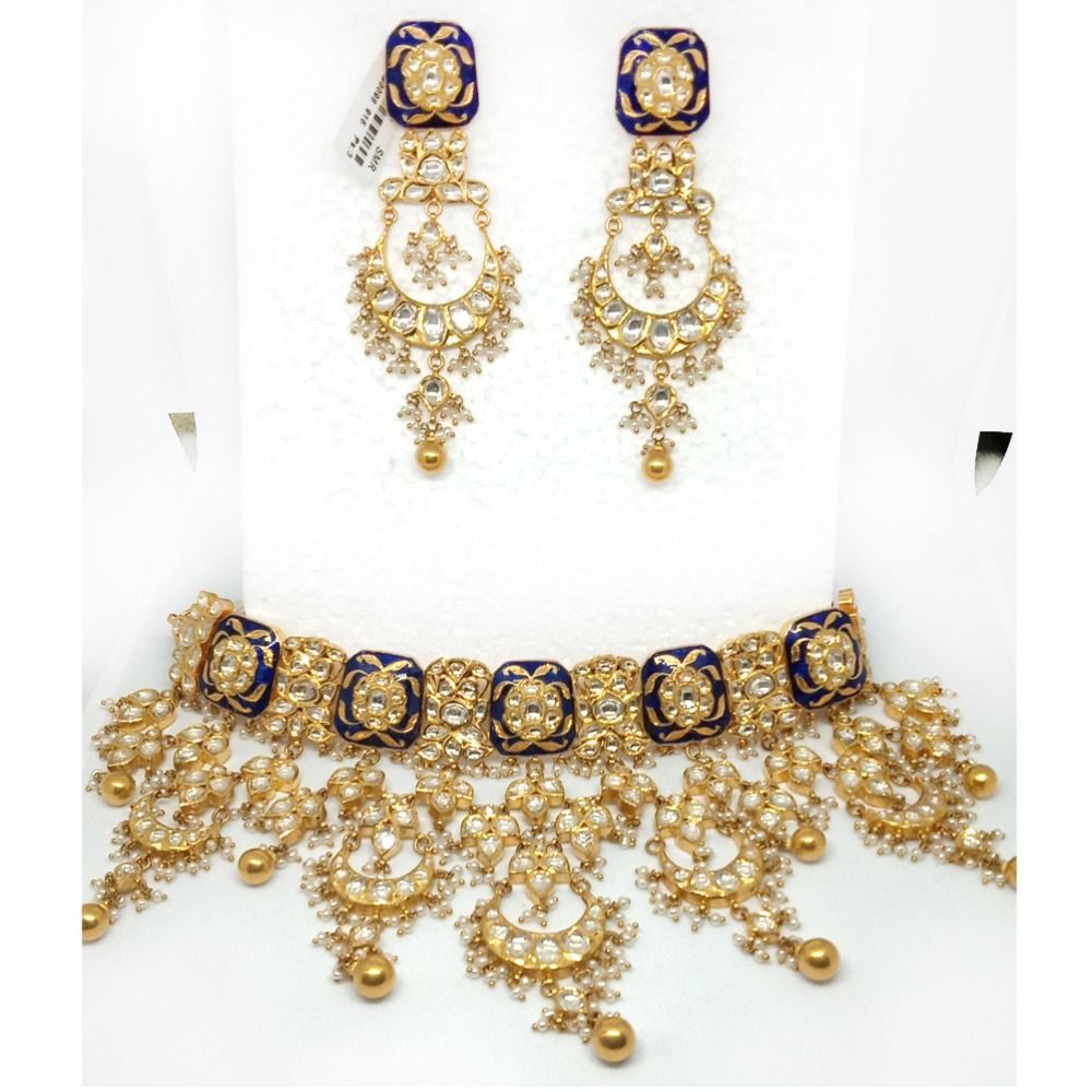 22KT Gold Colorful Wedding Necklace Set - LJ-2