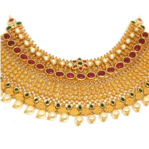 916 Gold Traditional Choker Necklace Set - LJ-1