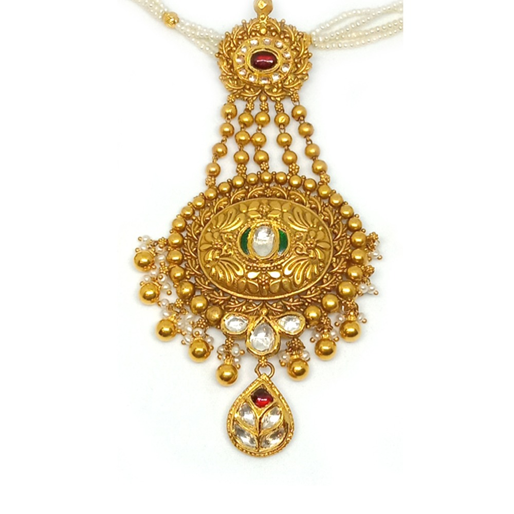 916 Gold Antique Designer Pendant Set LJ-10 - Image 2