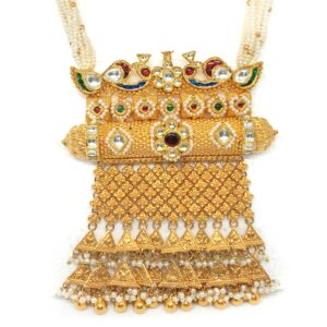 22KT Gold Peacock Design Jaisalmeri Pendant Set - LJ-12