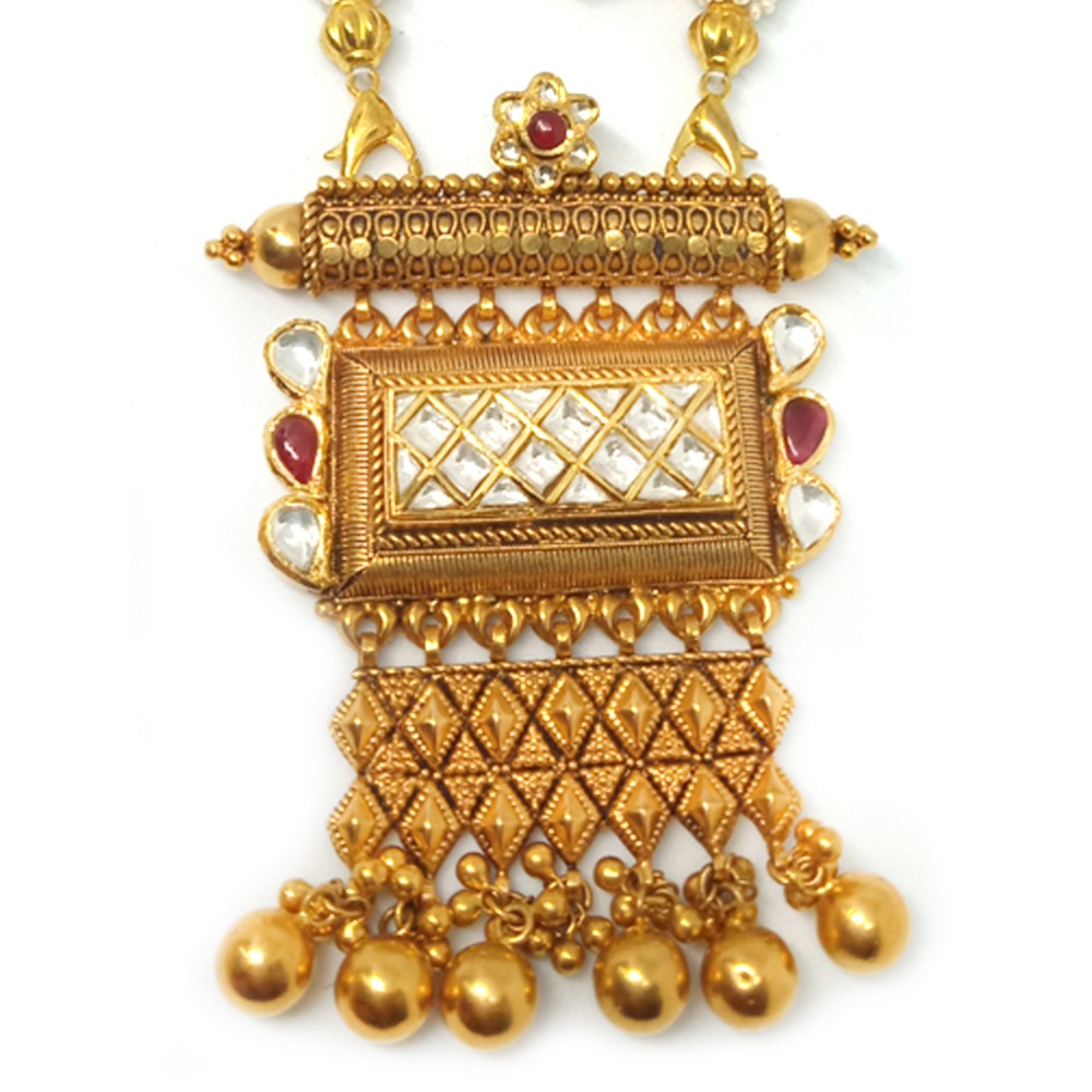 916 Gold Antique Jaisalmeri Pendant Set - LJ-11 - Image 2