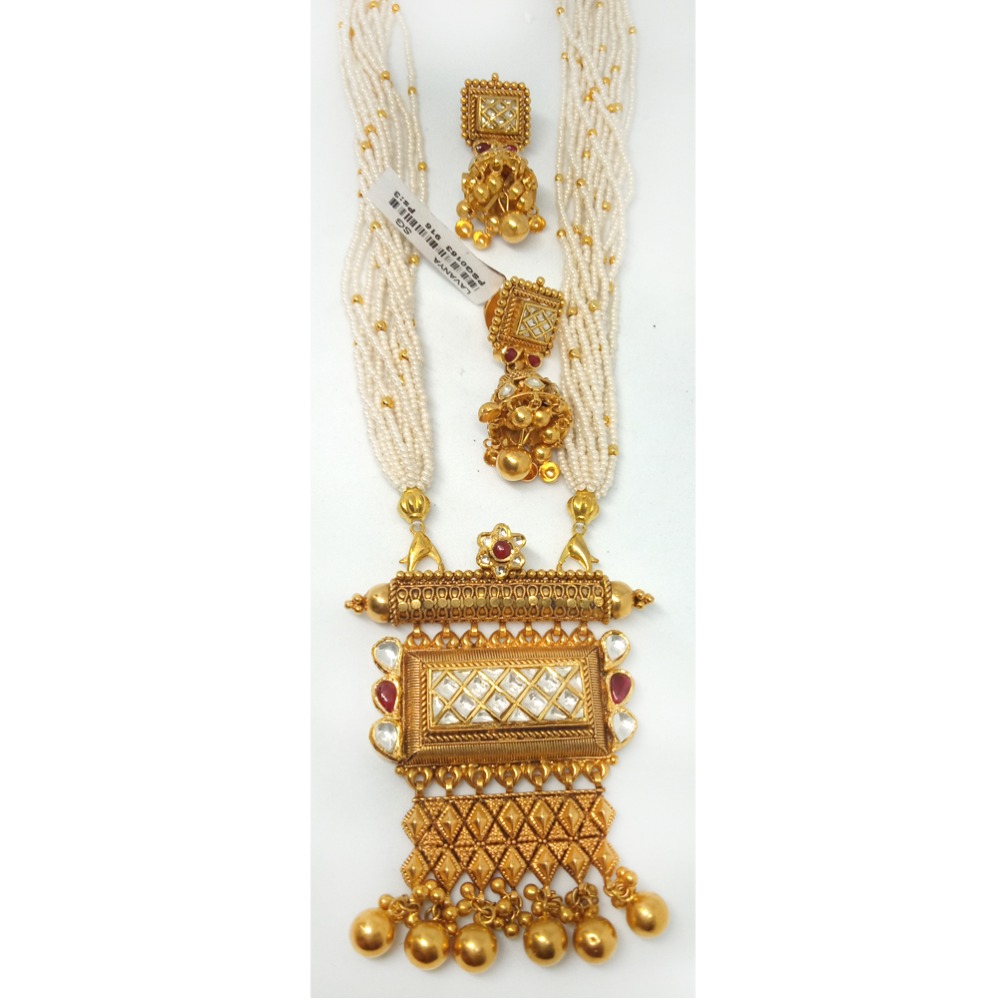916 Gold Antique Jaisalmeri Pendant Set - LJ-11