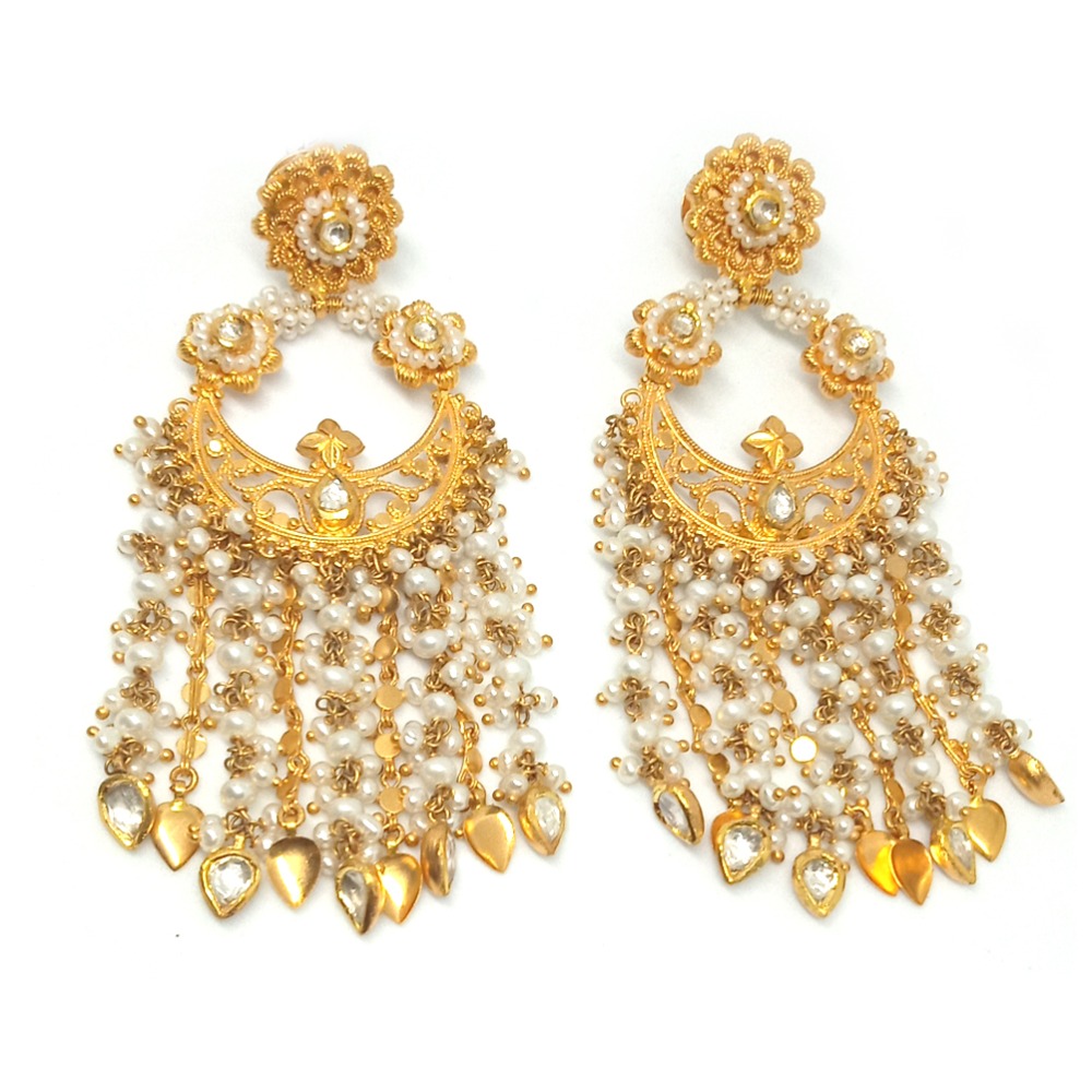 916 Gold Jadtar Antique Latkan Earring - LJ-3