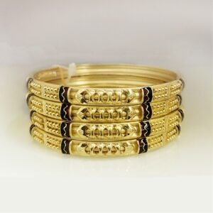 18 kt yellow gold traditional handmade slip-on bracelet bangles 44 gm