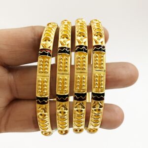 18 kt yellow gold traditional handmade slip-on bracelet bangles 44 gm