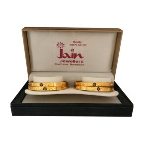 18 Kt Yellow Gold Traditional Handmade Slip-On Bracelet Bangles 40 Gm