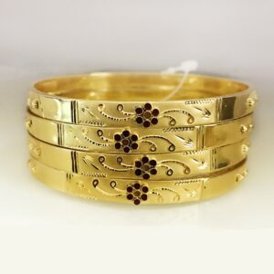 18 Kt Yellow Gold Traditional Handmade Slip-On Bracelet Bangles 40 Gm