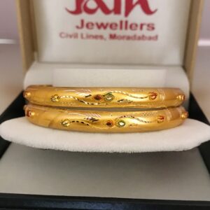 18 Kt Yellow Gold Traditional Handmade Slip-On Bracelet Bangles 20 Gm
