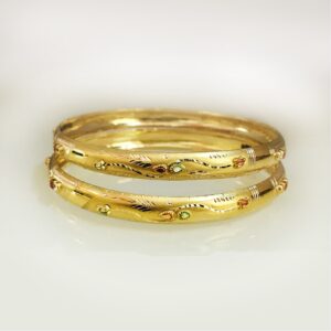 18 Kt Yellow Gold Traditional Handmade Slip-On Bracelet Bangles 20 Gm
