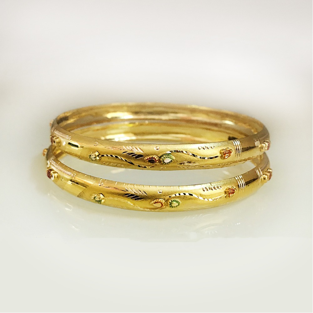18 Kt Yellow Gold Traditional Handmade Slip-On Bracelet Bangles 20 Gm - Image 4