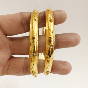 18 Kt Yellow Gold Traditional Handmade Slip-On Bracelet Bangles 20 Gm
