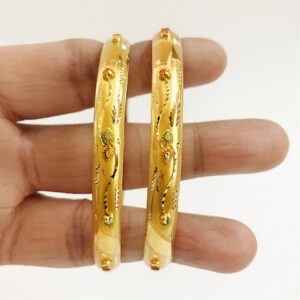 18 Kt Yellow Gold Traditional Handmade Slip-On Bracelet Bangles 20 Gm