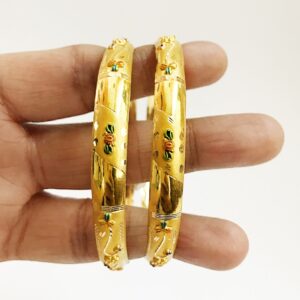 18 Kt Yellow Gold Traditional Handmade Slip-On Bracelet Bangles 16 Gm