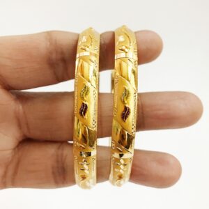 18 Kt Yellow Gold Traditional Handmade Slip-On Bracelet Bangles 20 Gm