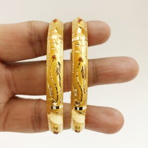 18 Kt Yellow Gold Traditional Handmade Slip-On Bracelet Bangles 20 Gm
