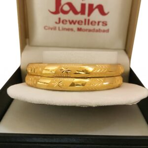 18 Kt Yellow Gold Traditional Handmade Slip-On Bracelet Bangles 16 Gm