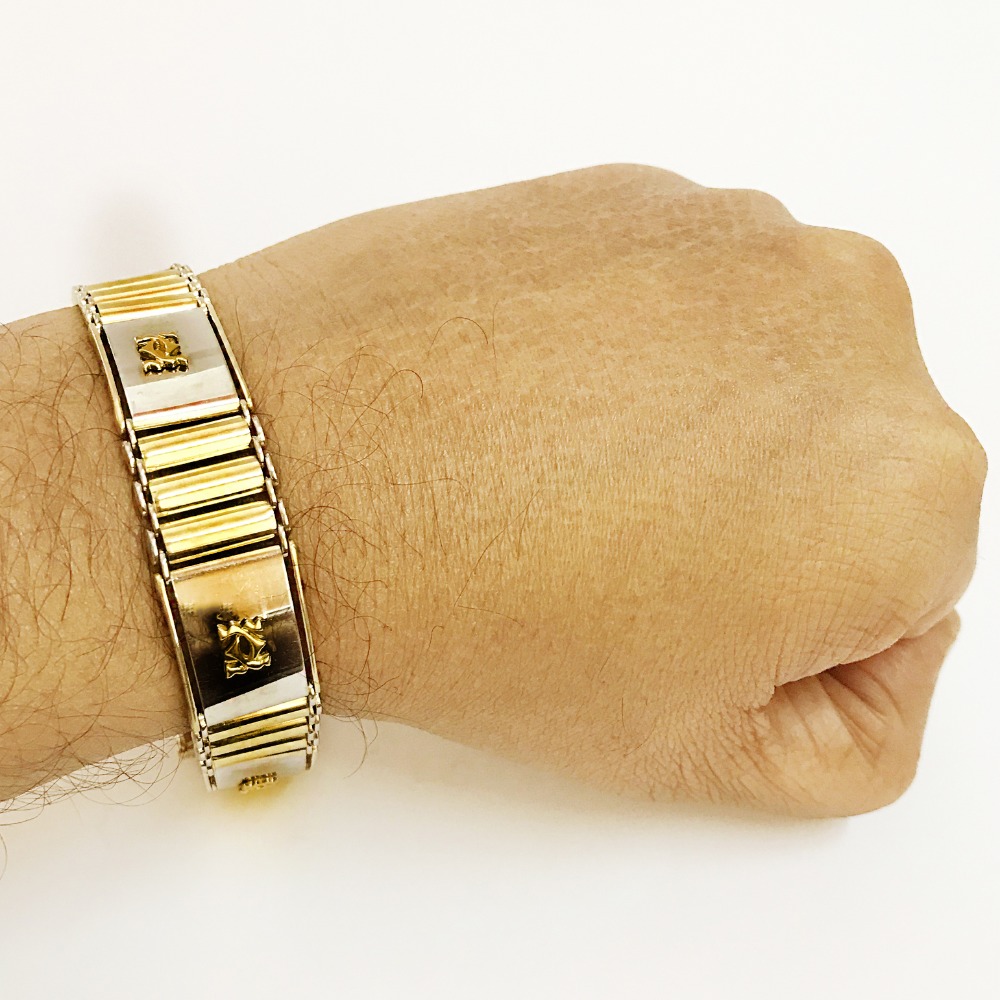 18 Kt Real Solid Yellow Gold Men's Bracelet 40 Grams Wide 16 MM