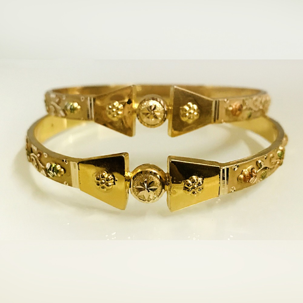18 Kt Yellow Gold Traditional Handmade Slip-On Bracelet Bangles 18 Gm - Image 4