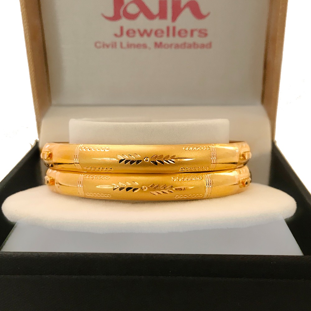 18 Kt Yellow Gold Handmade Slip-On Bracelet Bangles 16 Gms (2 Pieces) - Image 5