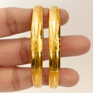 18 Kt Yellow Gold Handmade Slip-On Bracelet Bangles 16 Gms (2 Pieces)
