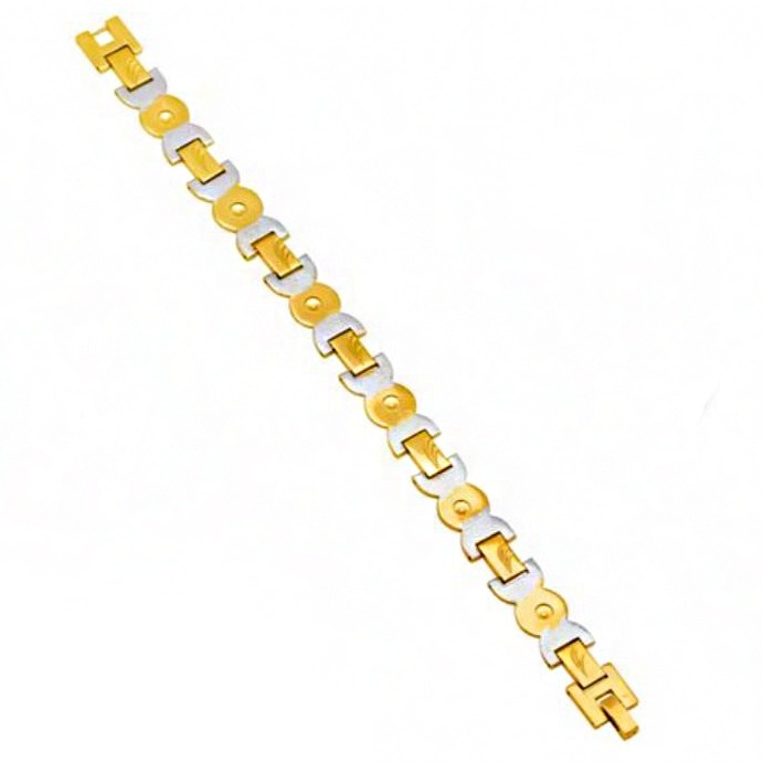 18 Kt Real Solid White & Yellow Gold Link Men'S Bracelet 40 Grams - Image 4