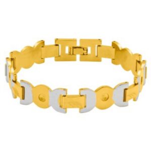 18 Kt Real Solid White & Yellow Gold Link Men'S Bracelet 40 Grams