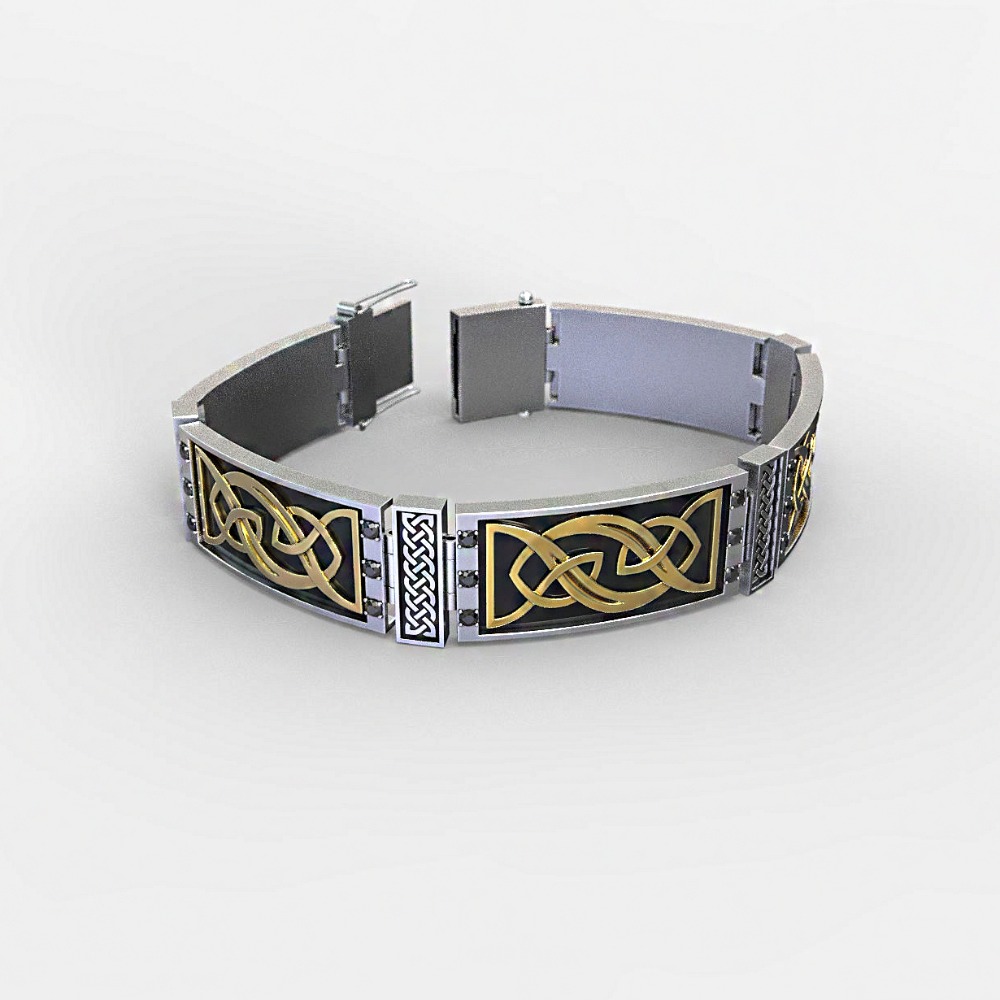 14 Kt Hallmark White & Yellow Gold Men's Bracelet Width 13 MM 40 Gram