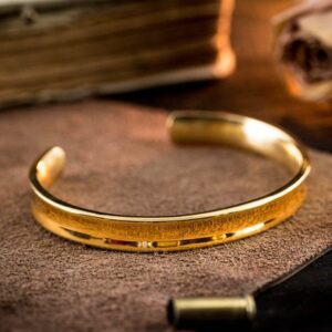 18 Kt Hallmark Stamped Yellow Gold Wide Open Men's Cuff Bracelet