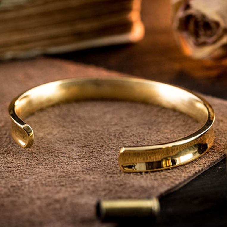 18 Kt Hallmark Stamped Yellow Gold Wide Open Men's Cuff Bracelet - Image 3