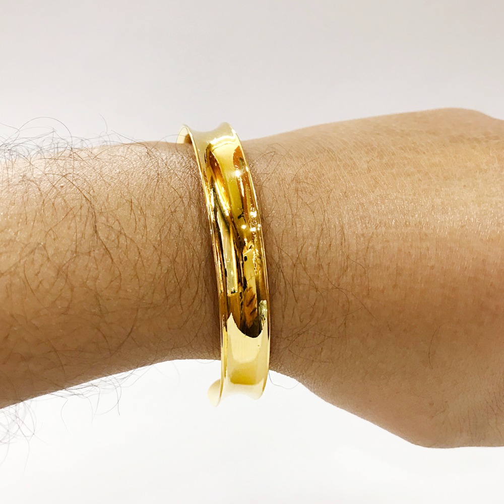 18 Kt Hallmark Stamped Yellow Gold Wide Open Men's Cuff Bracelet - Image 2