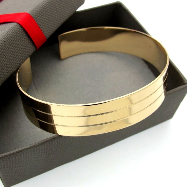 18 Kt Hallmark Stamped Yellow Gold Line Men's Cuff Bracelet 25 Grams - Image 4